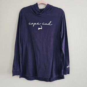 Cuffy's Cape Cod Sweatshirt Navy Blue Hoodie Thin Large Long Sleeve Cotton